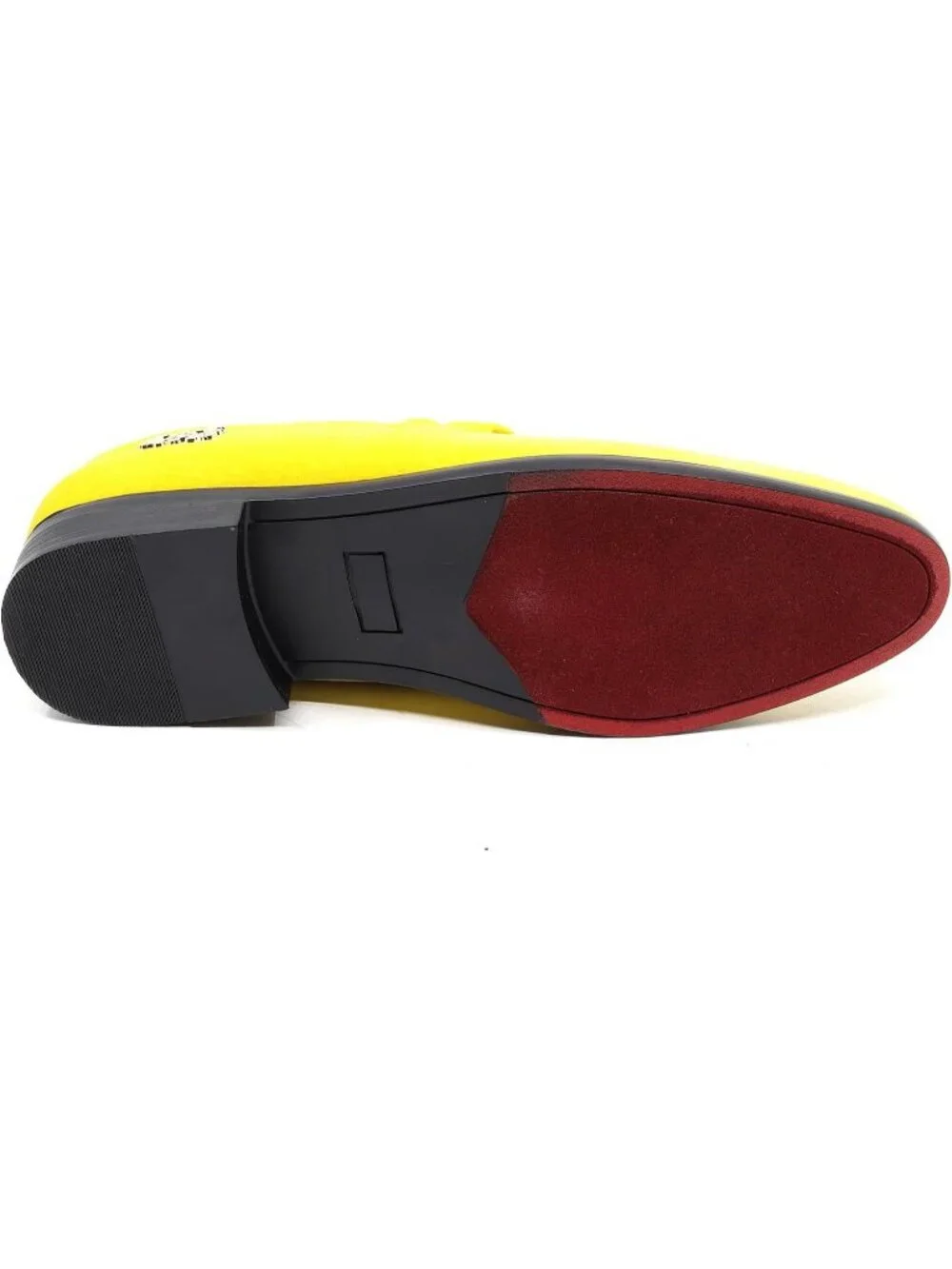 Metrocharm Men's Yellow Rubber Velvet Loafers Gold Buckle Slip On Classic Shoes